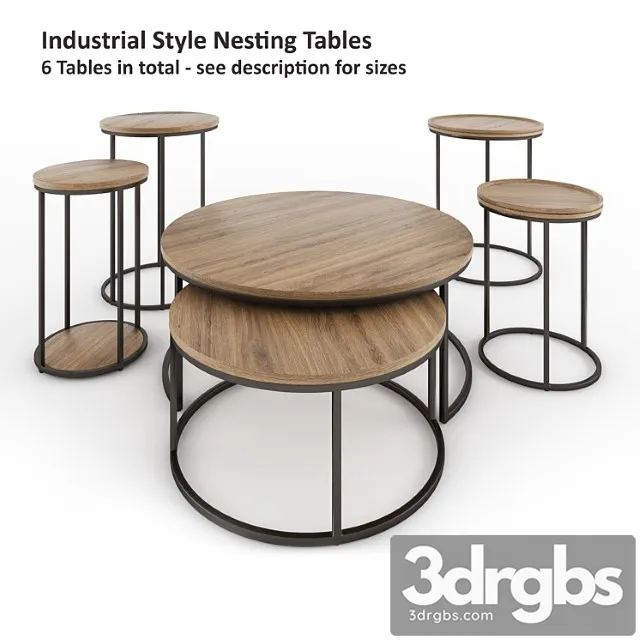 Coffee Table Industrial Style 3D Model Free