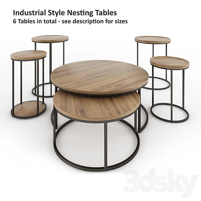 Coffee Table - Industrial Style 3D Model