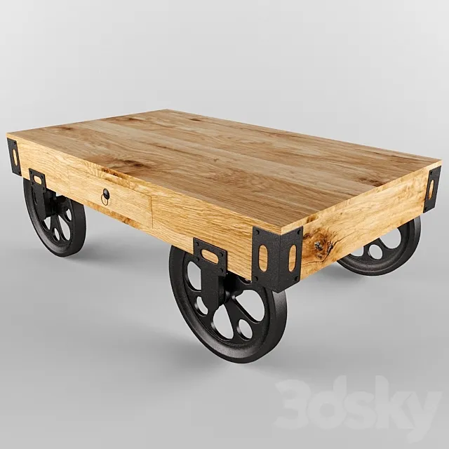 Coffee table on wheels 3D Model