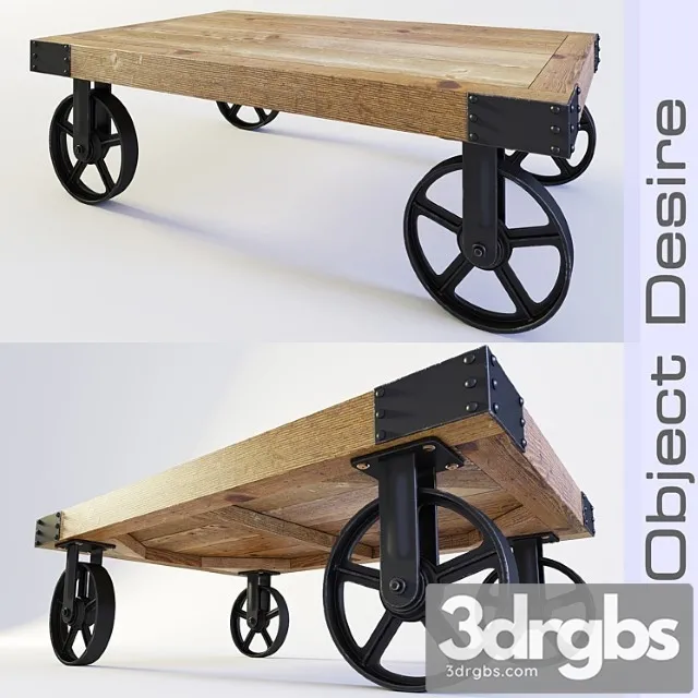Coffee Table on Wheels in Loft Style 3D Model Free