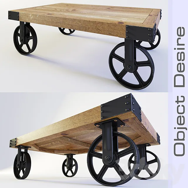 Coffee table on wheels in the style of "Loft" 3D Model