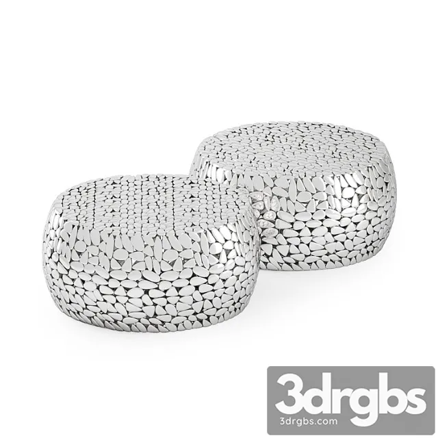 Coffee table pebbles deluxe silver 2 3D Model Free