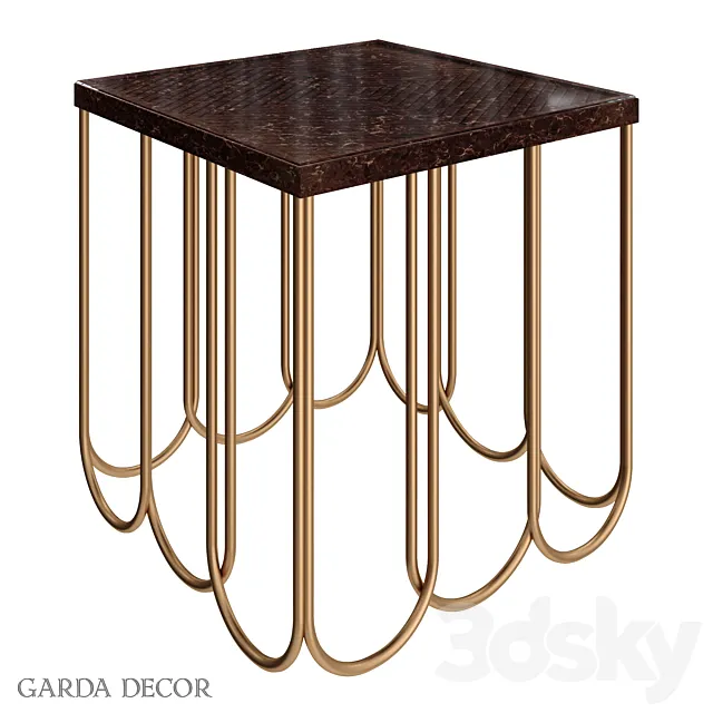 Coffee Table Square Cherry-Gold ART-2706-ET Garda Decor 3DModel