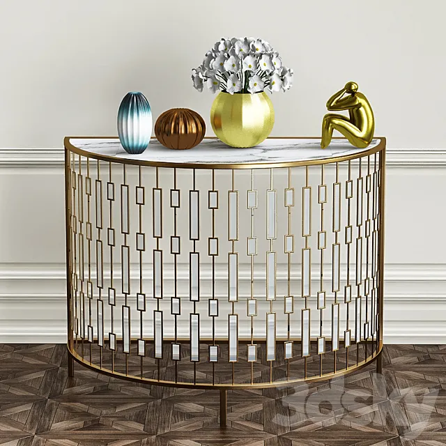 Coffee table with decorative set 3DModel