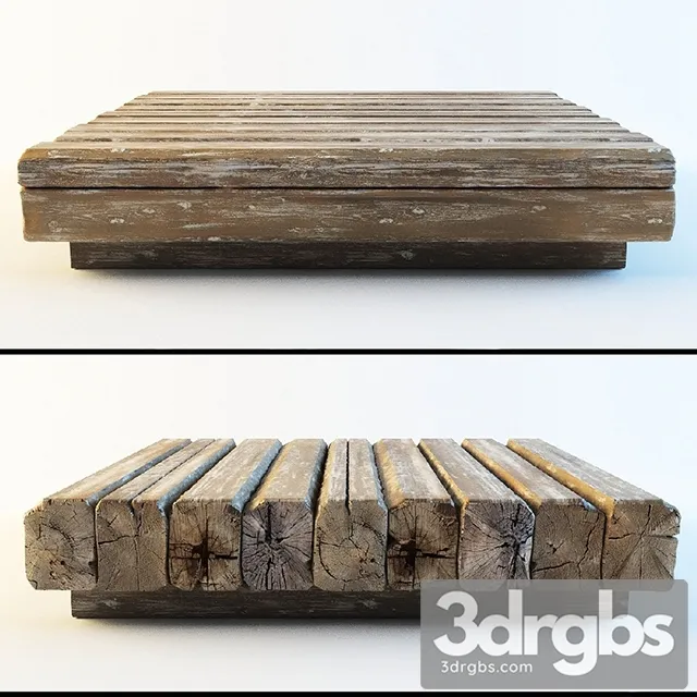 Coffee Table Wood Rustic 3D Model Download