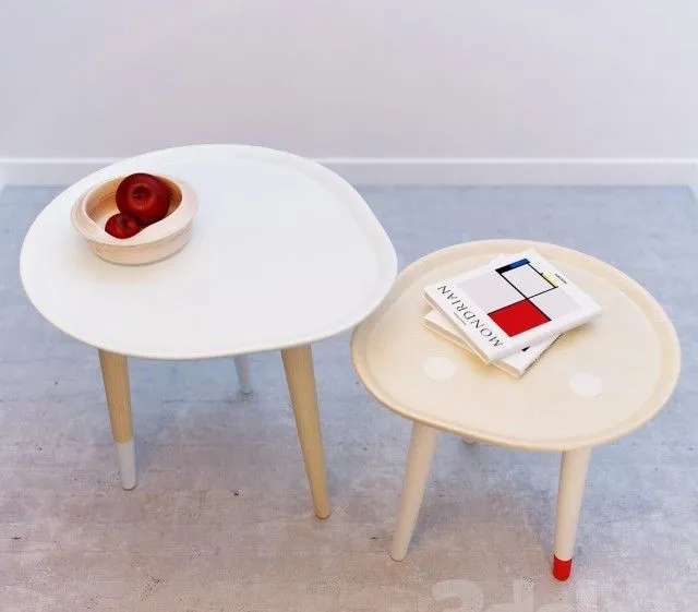 Coffee tables and a plate for childroom 3D Model