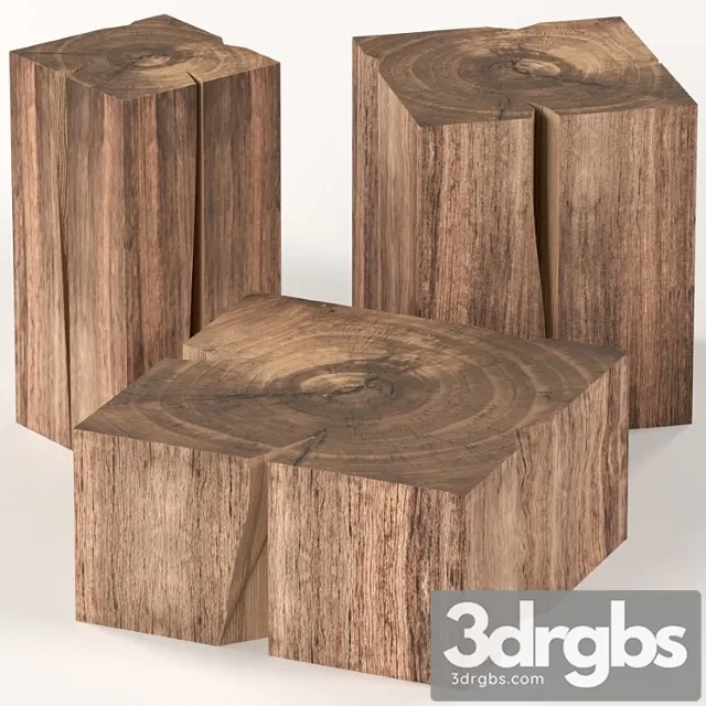 Coffee tables made of stumps 2 3D Model Free