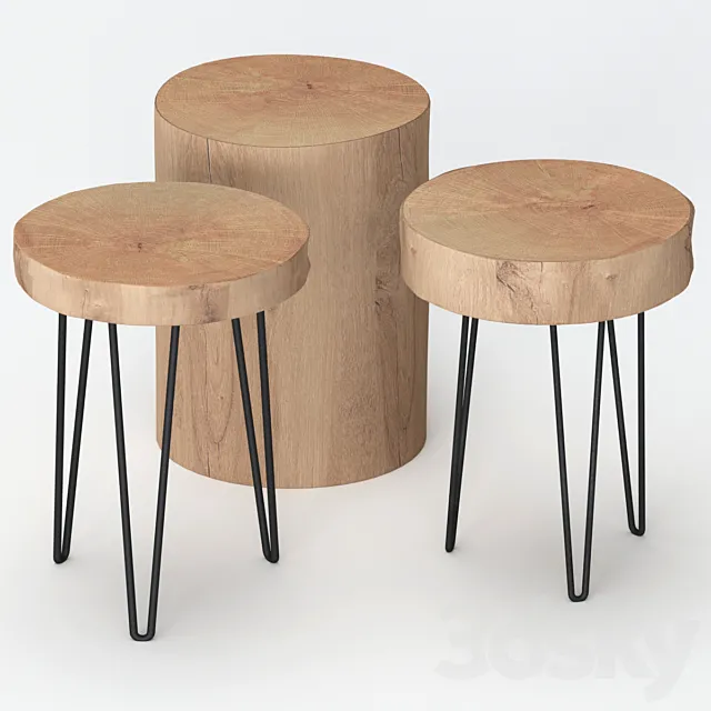 Coffee tables made of stumps 3D Model