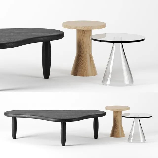 Coffee tables set by Massproductions 3D Model