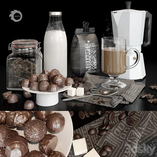 Coffee with milk 3D Model