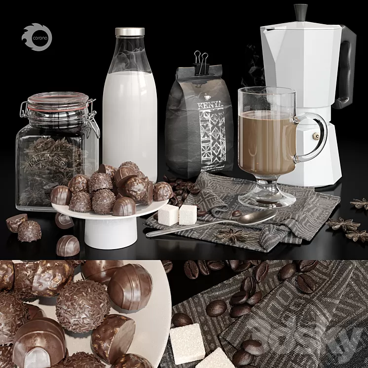 Coffee with milk 3D Model Free