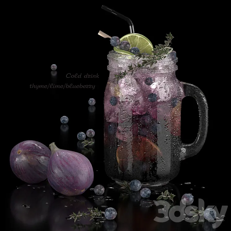 cold drinks. Thyme/lime/blueberry 3D Model Free