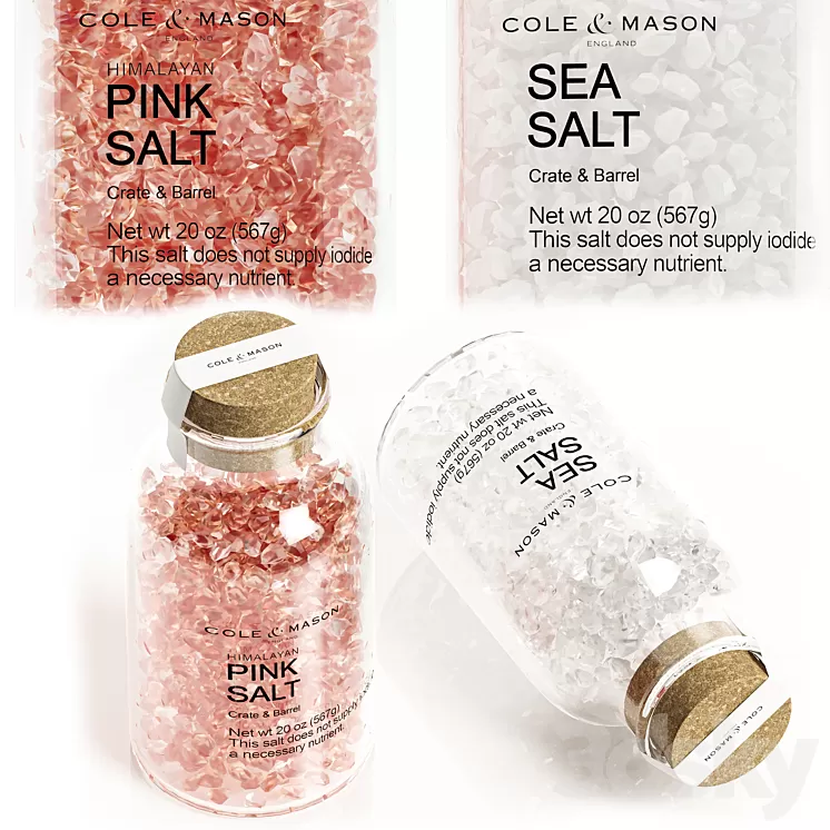 Cole and Mason Pink Himalayan Salt and Sea Salt kitchen set 3D Model