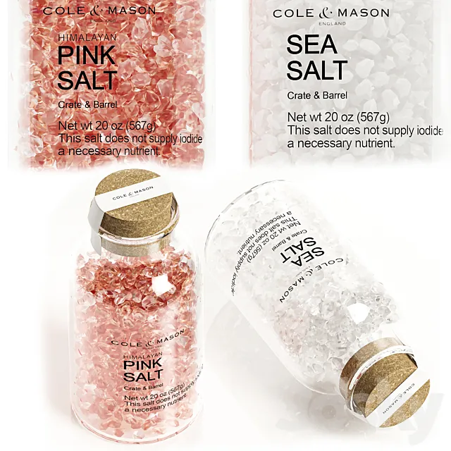 Cole and Mason Pink Himalayan Salt and Sea Salt kitchen set 3DModel