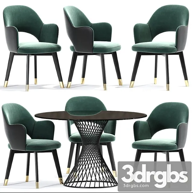 Colette Baxter Arm Dining Chair Set 3D Model Free