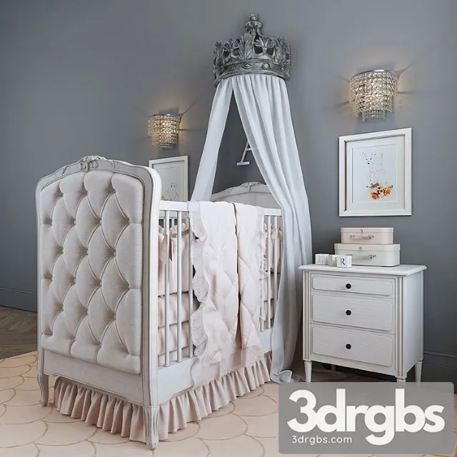 Colette Tufted Crib 3D Model Free