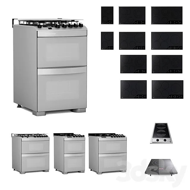 Collection - 11 Wolf Cooktops + 6 Whirlpool Brastemp Stoves + Portable Cooktops 3DModel