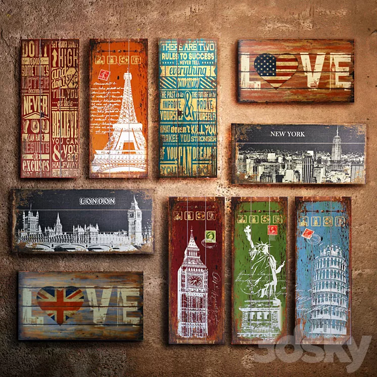 Collection 12: interior plate (decorative sign wooden panels) 3D Model