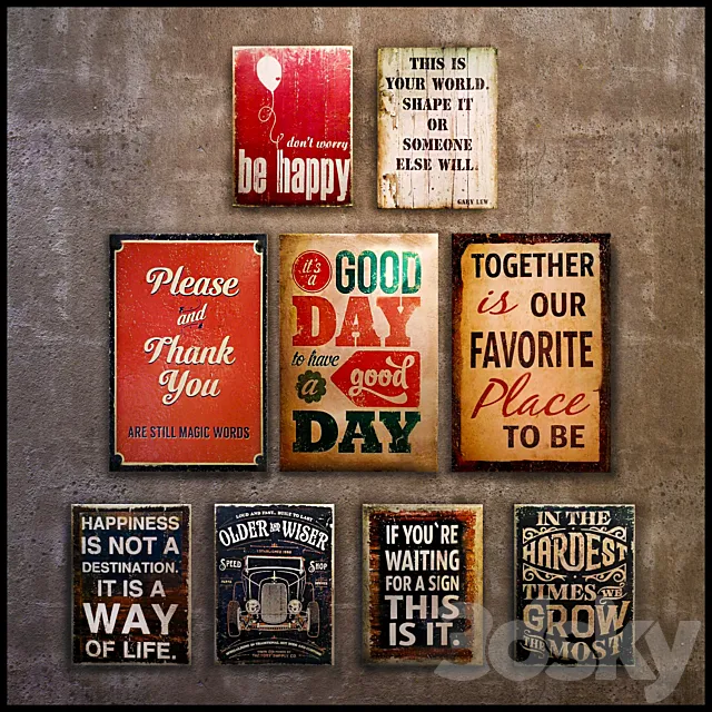 Collection 7: interior plate (decorative signboard wood panels wood poster) 3D Model
