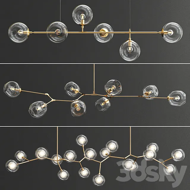 Collection branching chandeliers 3D Model