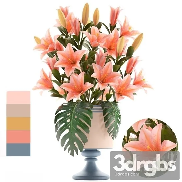 Collection Flowers 57 Bouquet Lilies 3D Model Free