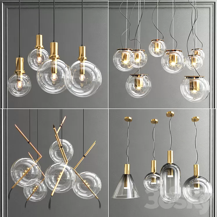 Collection glass bole pendants 3D Model