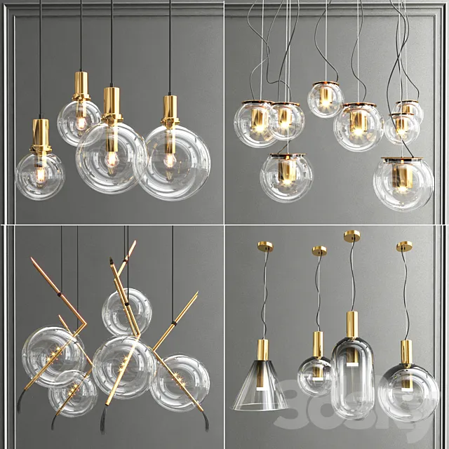 Collection glass bole pendants 3D Model