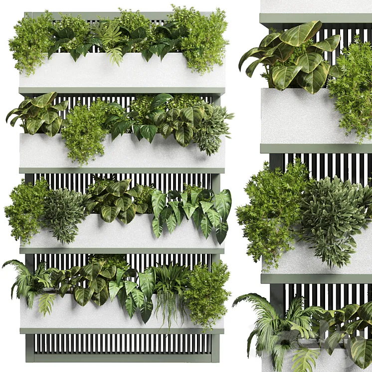 collection Indoor outdoor fitowall plant plant stairs stand metal vase 11 3D Model Free