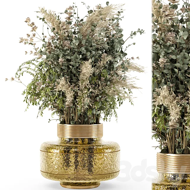 Collection Indoor Plants in Glass Pots - Set 722 3DModel