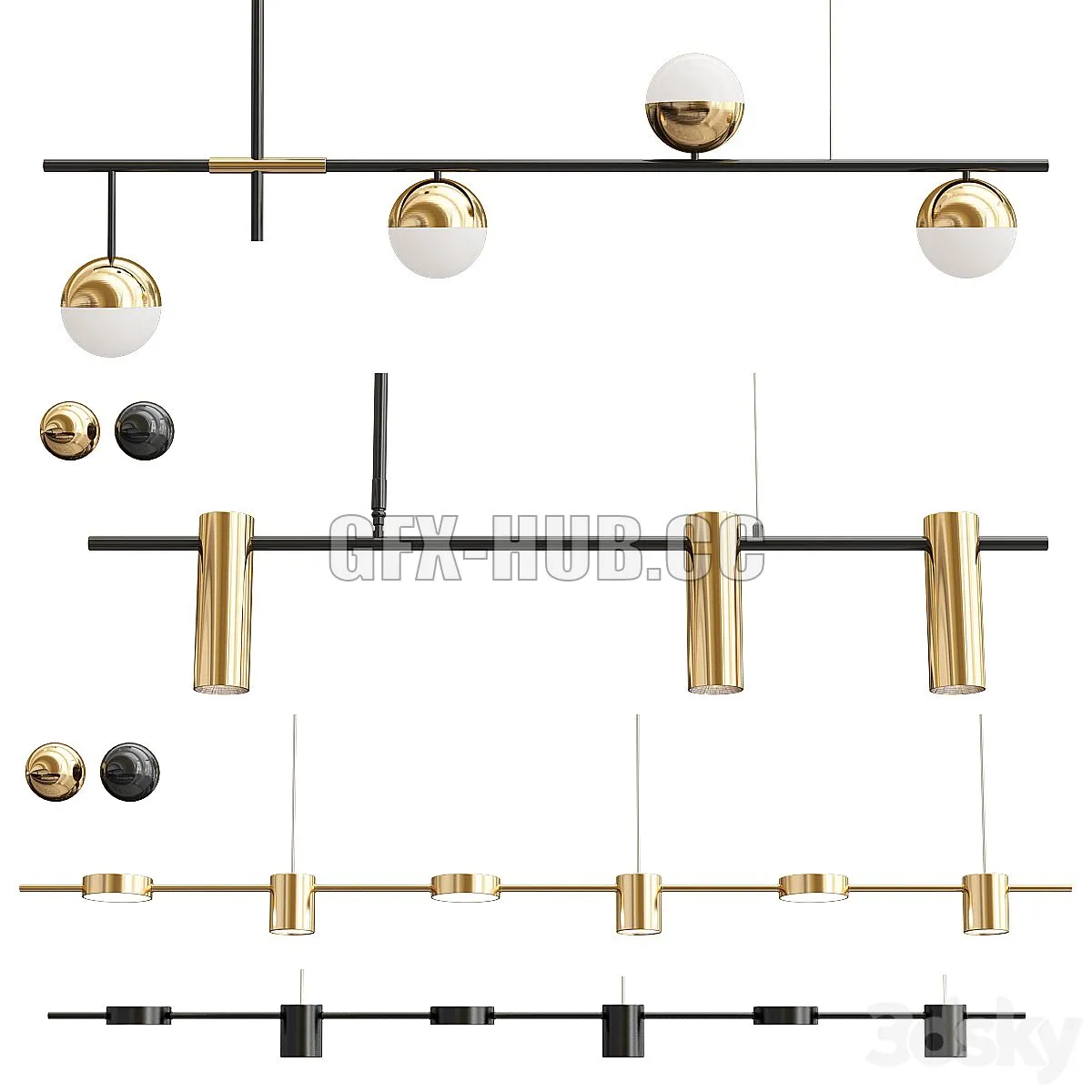 Collection Linear Chandelier 3D Model
