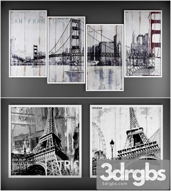 Collection Modern Paintings 3D Model Free