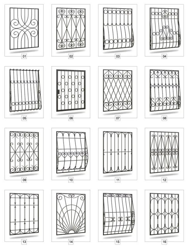Collection of 69 welded window guards 3D Model