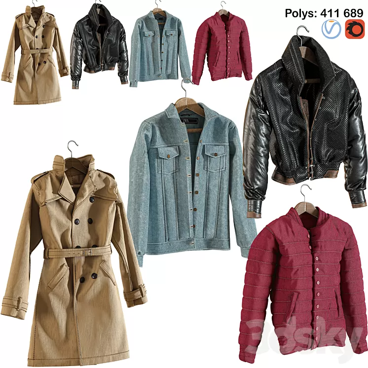 Collection of autumn wear 4K 3D Model Free