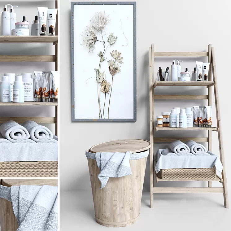 Collection of bathroom accessories. Cosmetics and Makeup 3D Model