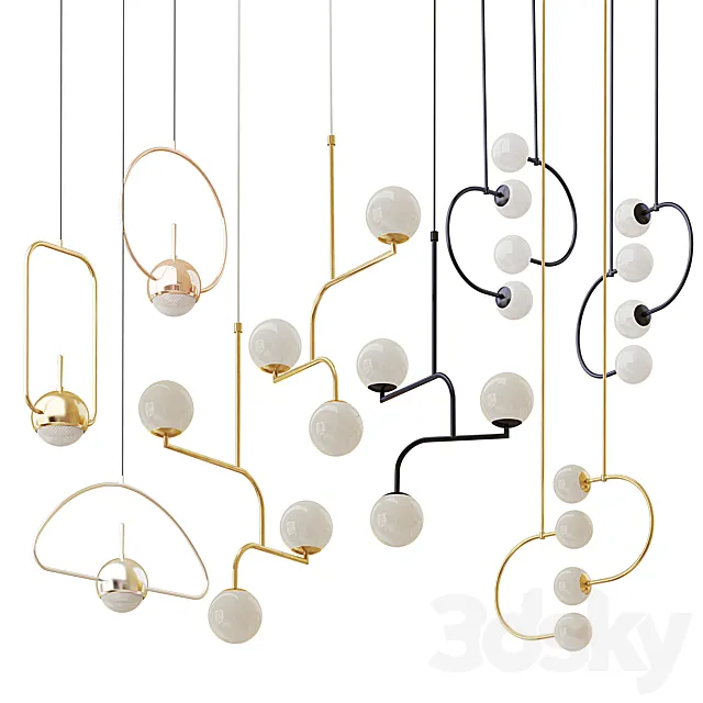 Collection of chandeliers Bower; MONIKA MULDER; Lampatron 3D Model