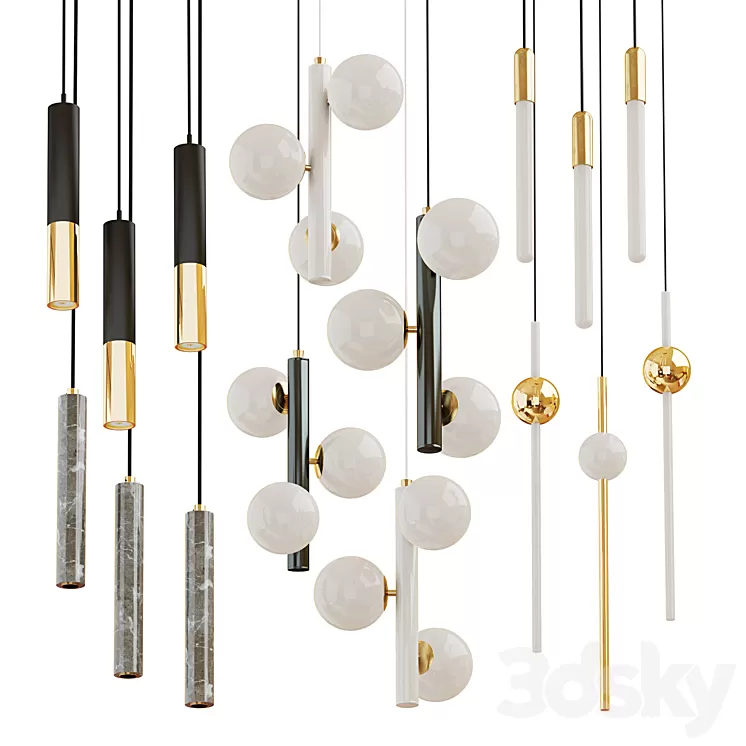 Collection of chandeliers Matthew; Delightfull; Lampatron; Lee broom 3D Model
