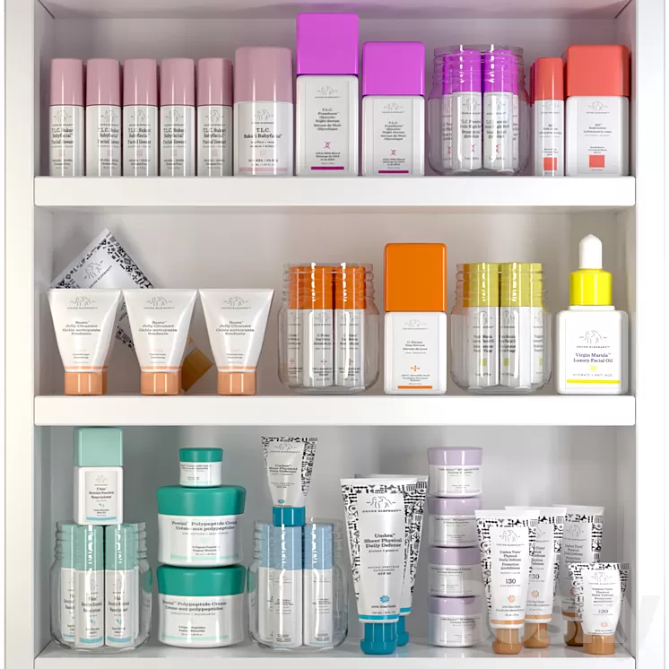 Collection of cosmetics for beauty salons in white version. Make up 3D Model