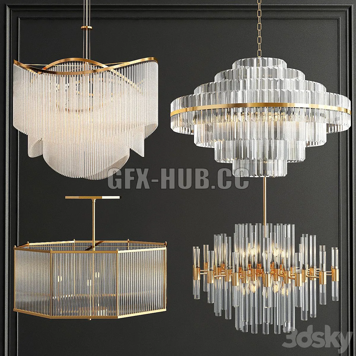 Collection of CRystal Chandelier 3D Model