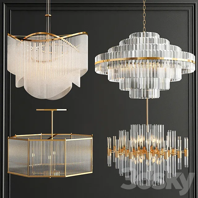 Collection of CRystal Chandelier 3DModel