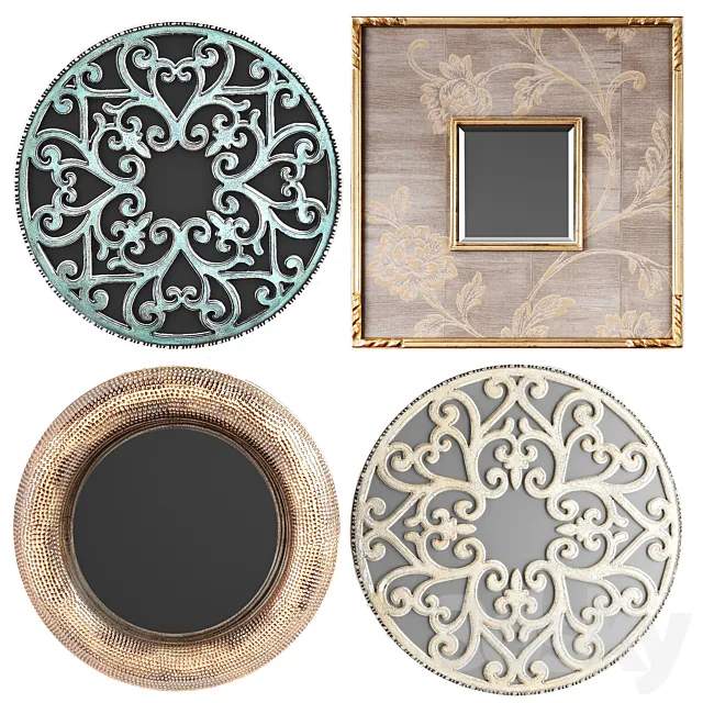 Collection of decorative mirrors. one. Wall decor eco round mirror Uttermost 3D Model