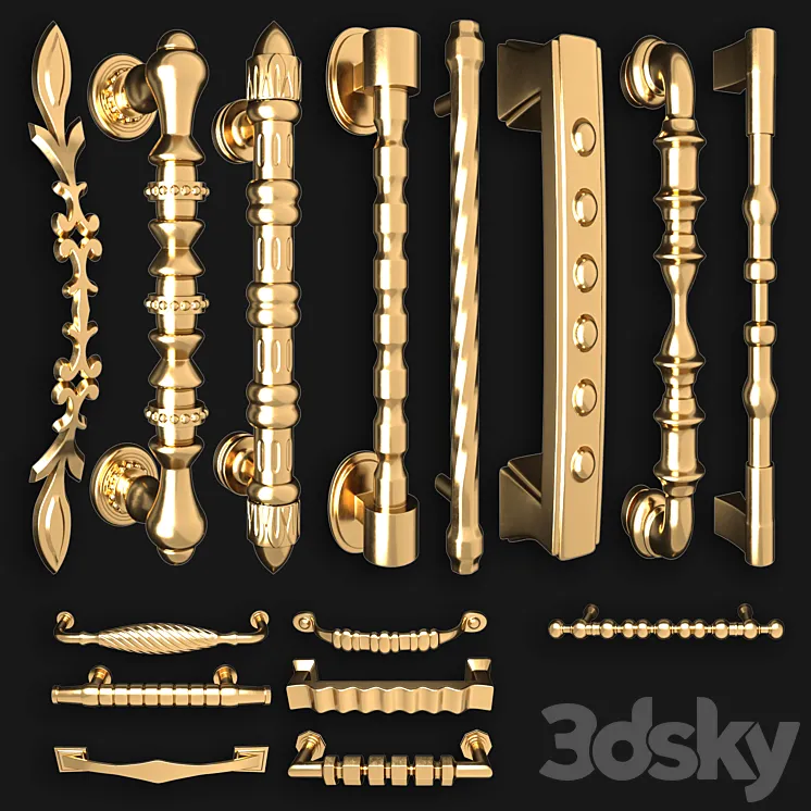 Collection of door knobs and handle-set 006 3D Model Free