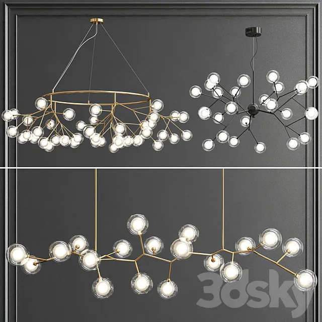 Collection of Double Glazed Lampshades 3D Model