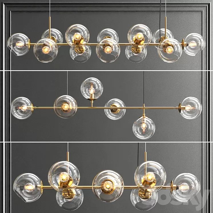 Collection of glass bole chandelier 3D Model