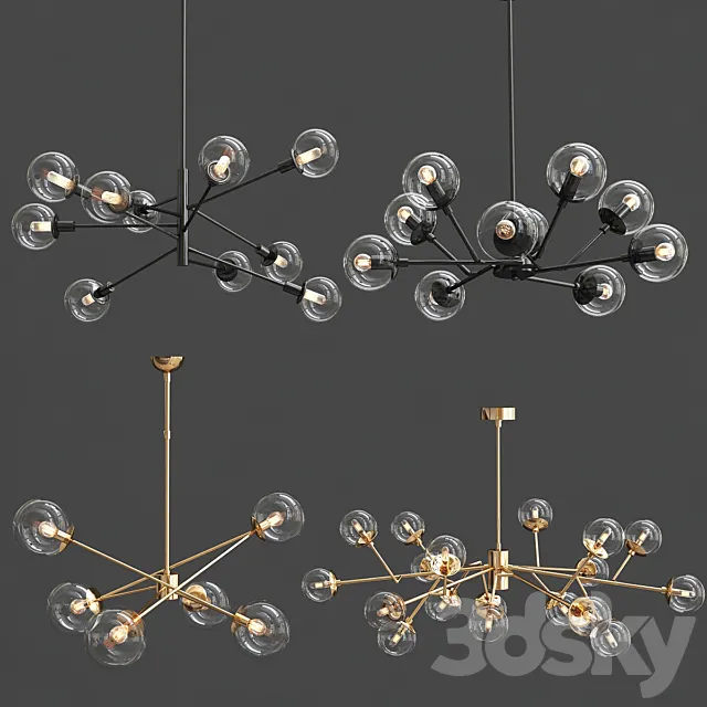 Collection of Glass Chandelier_2 3D Model