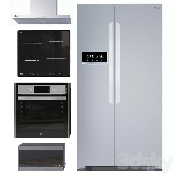 Collection of kitchen appliances LG 3D Model