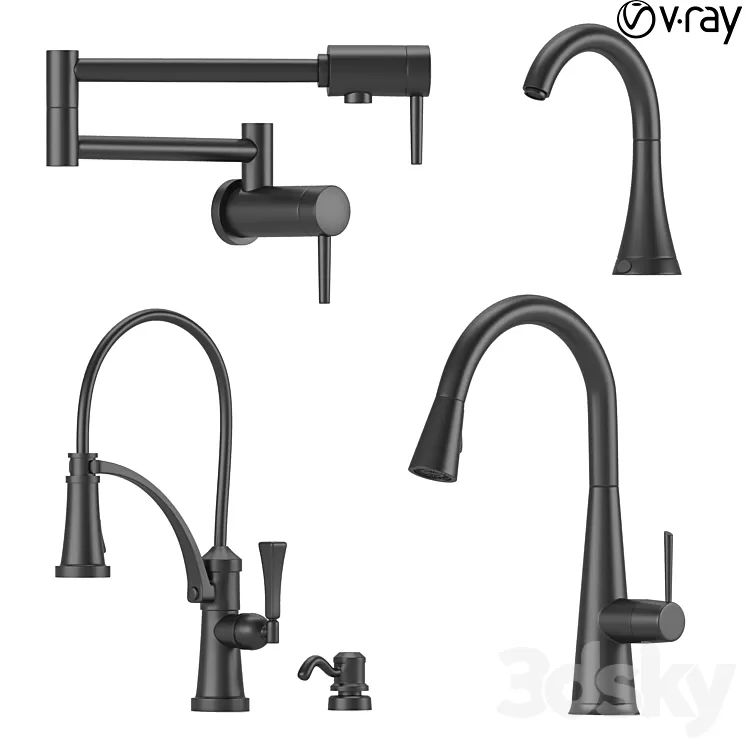 Collection of kitchen faucets 3D Model
