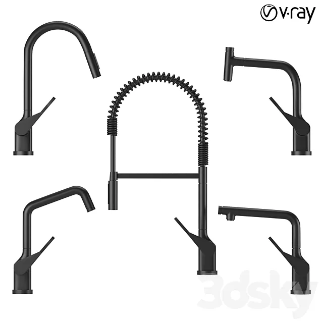 Collection of kitchen faucets_02 3D Model