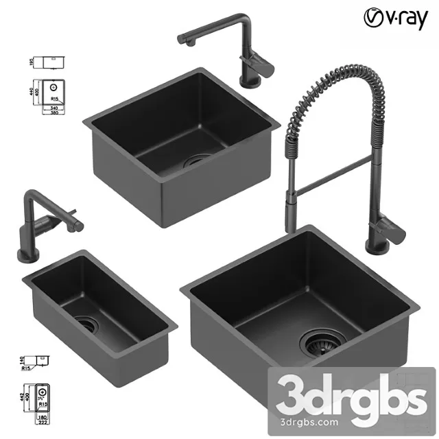 Collection Of Kitchen Sinks 02 3D Model Free