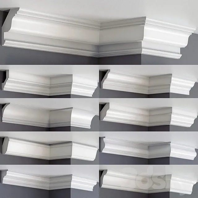 Collection of linear eaves 001 3D Model