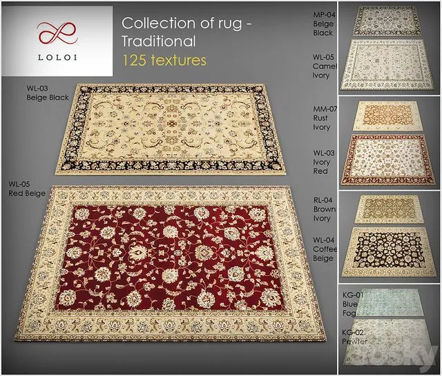 Collection of Loloi rugs 3D Model